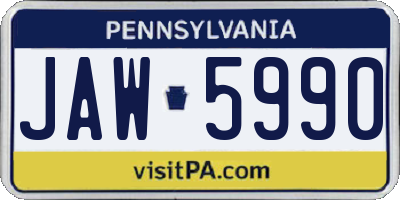 PA license plate JAW5990