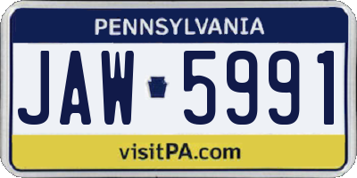 PA license plate JAW5991