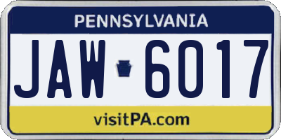 PA license plate JAW6017