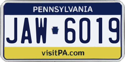 PA license plate JAW6019