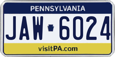 PA license plate JAW6024