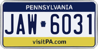 PA license plate JAW6031