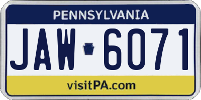 PA license plate JAW6071