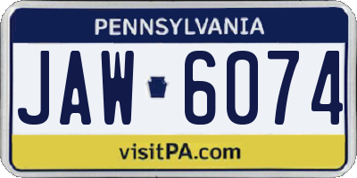 PA license plate JAW6074
