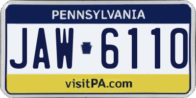 PA license plate JAW6110