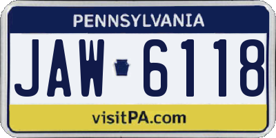 PA license plate JAW6118