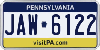 PA license plate JAW6122