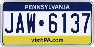 PA license plate JAW6137