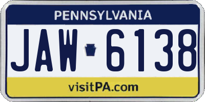 PA license plate JAW6138