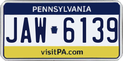 PA license plate JAW6139