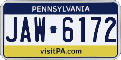 PA license plate JAW6172