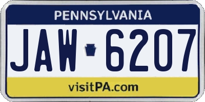 PA license plate JAW6207