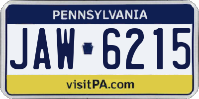 PA license plate JAW6215