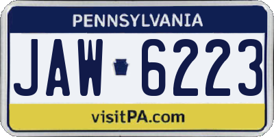 PA license plate JAW6223