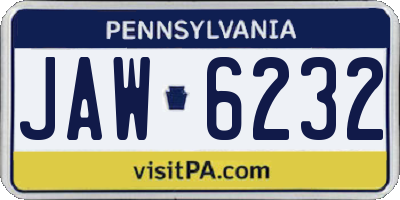 PA license plate JAW6232