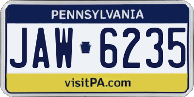 PA license plate JAW6235