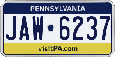 PA license plate JAW6237