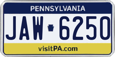 PA license plate JAW6250