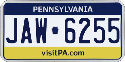 PA license plate JAW6255