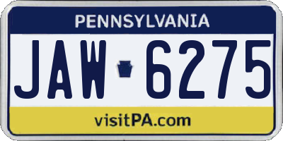 PA license plate JAW6275