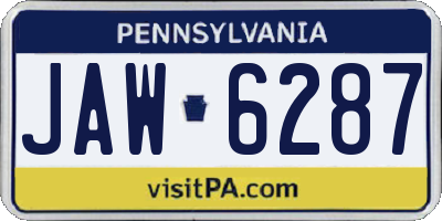 PA license plate JAW6287