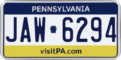 PA license plate JAW6294