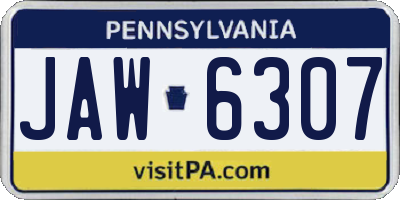PA license plate JAW6307