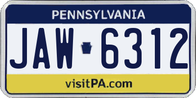 PA license plate JAW6312