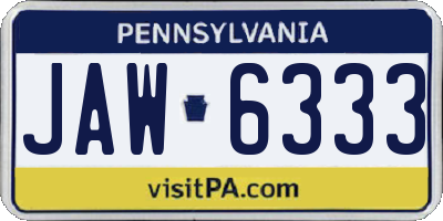 PA license plate JAW6333