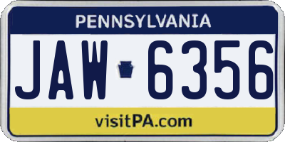 PA license plate JAW6356