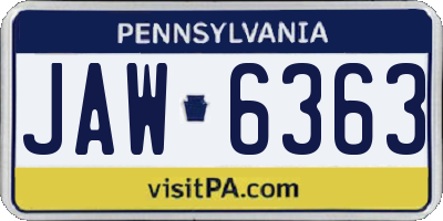 PA license plate JAW6363