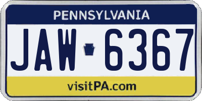 PA license plate JAW6367