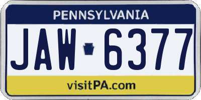 PA license plate JAW6377