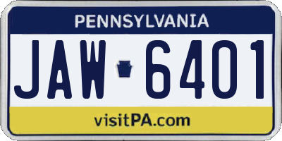 PA license plate JAW6401