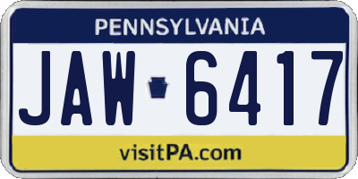 PA license plate JAW6417