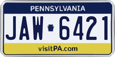 PA license plate JAW6421