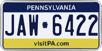 PA license plate JAW6422