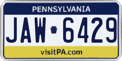 PA license plate JAW6429