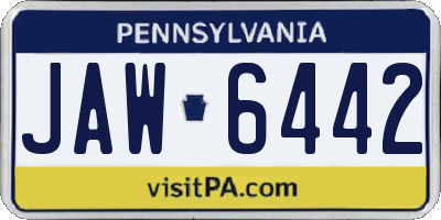 PA license plate JAW6442