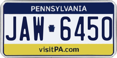 PA license plate JAW6450