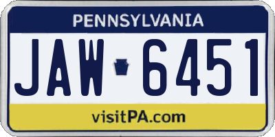 PA license plate JAW6451