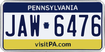 PA license plate JAW6476