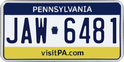 PA license plate JAW6481