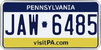 PA license plate JAW6485