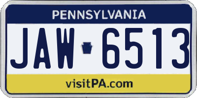 PA license plate JAW6513