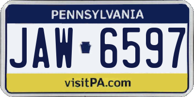 PA license plate JAW6597