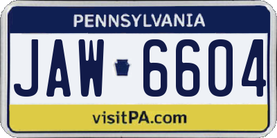 PA license plate JAW6604