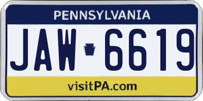 PA license plate JAW6619