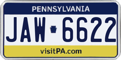 PA license plate JAW6622