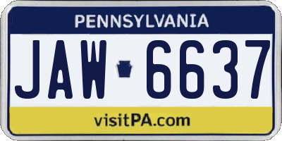 PA license plate JAW6637